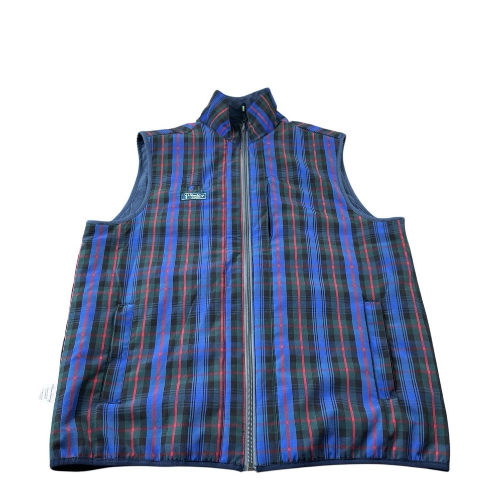 William Murray Blue Tartan Reversible Full Zip Performsnce Golf Vest Size Large‎